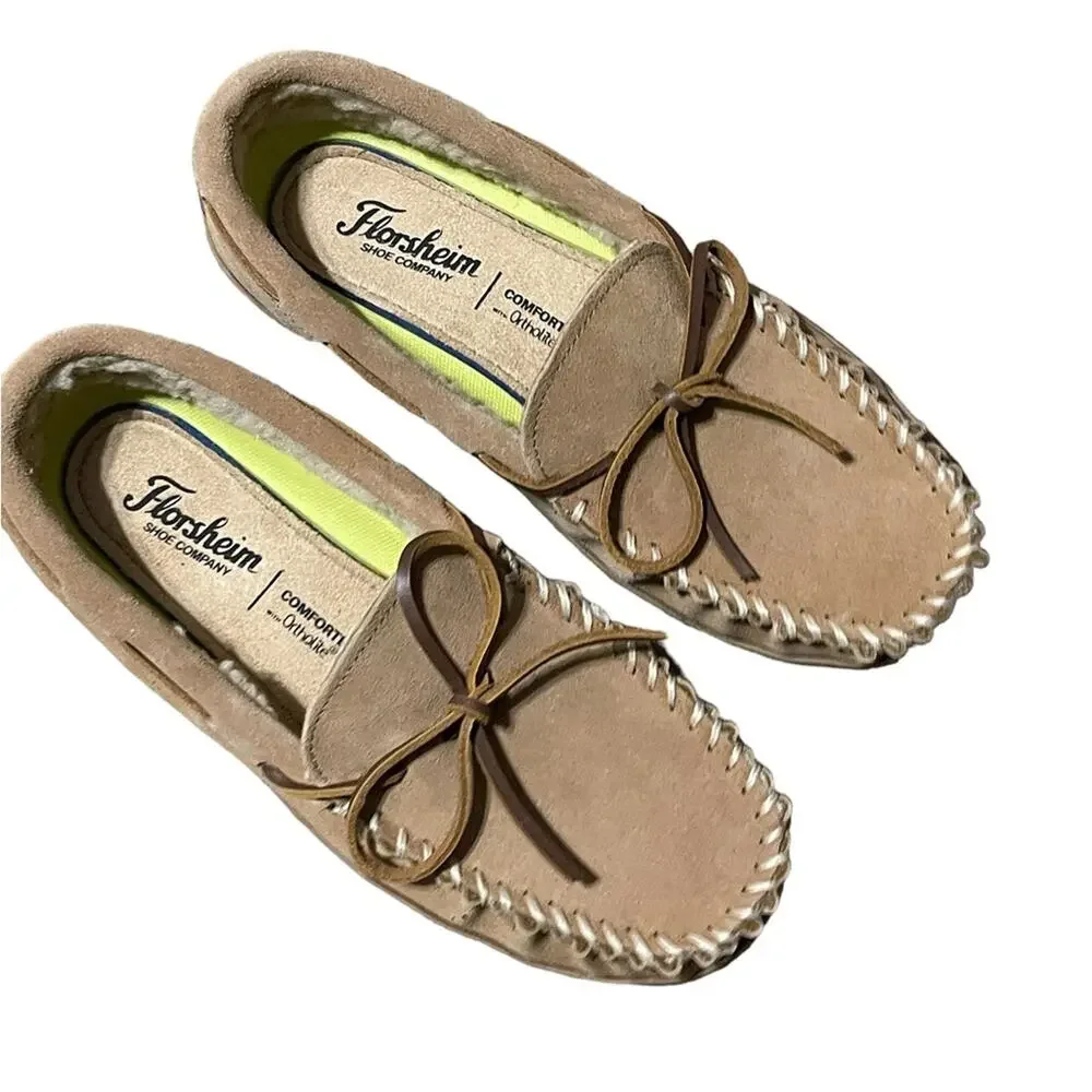 Florsheim Unisex Sz 8 Homestead Comfortech Ortholite Suede Moccasin Slippers NEW